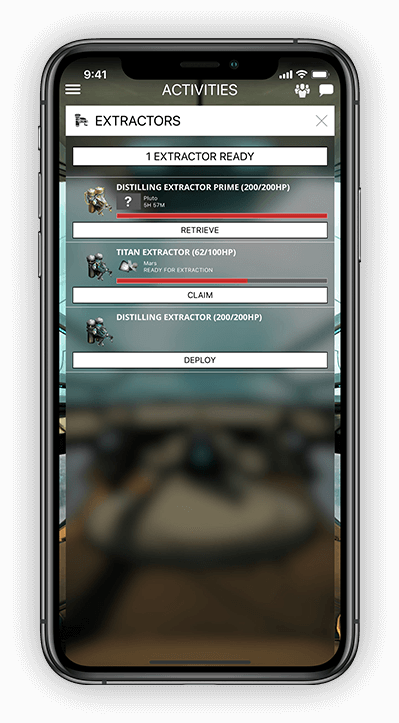 Drones page of companion app